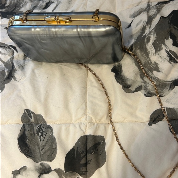 Non Signe Vintage Grey Iridescent Acrylic Kiss-Lock Clutch/ Shoulder Bag